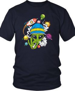 Alien Smoking Weed T Shirt