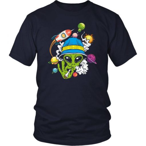 Alien Smoking Weed T Shirt