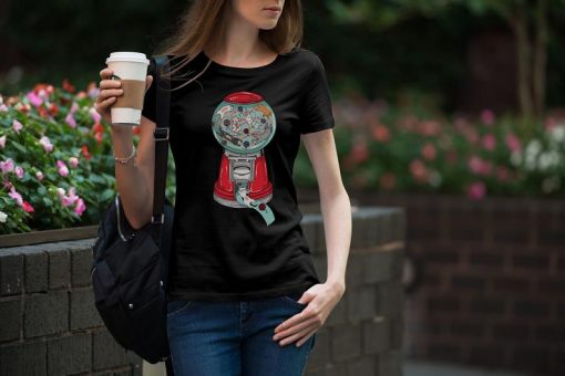 Cat Mashine Print Woman black T-shirts