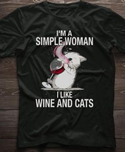 I'm Simple Woman Cat & Wine Lover T-shirt