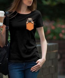 Pug Pocket Print Woman T-shirt