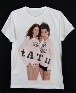 TATU Russian Duo Pop Rocker Julia Volkova Lena Katina White Crew Neck Unisex T-Shirt