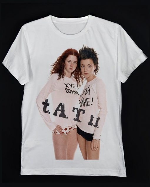 TATU Russian Duo Pop Rocker Julia Volkova Lena Katina White Crew Neck Unisex T-Shirt