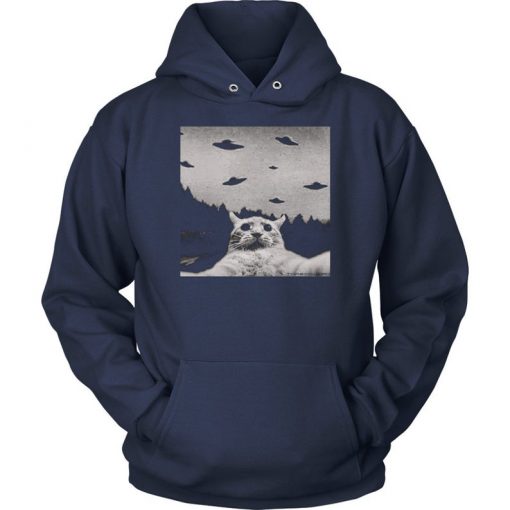 UFO Selfie Funny Cat Hoodie