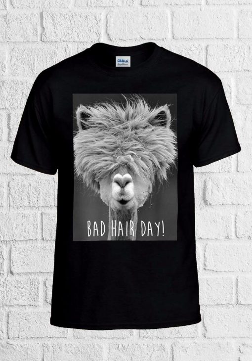 Bad Hair Day LLama Lama Hipster Funny unisex T Shirt