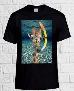 Giraffe Snorkel Swim Sea Sun T Shirt