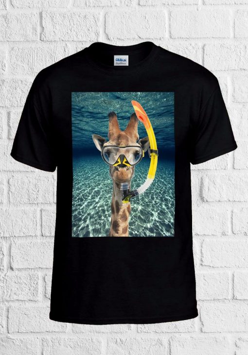 Giraffe Snorkel Swim Sea Sun T Shirt