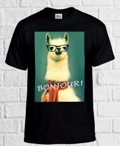 Llama Lama Bonjour Cool Hipster Funny T Shirt