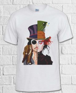 Mad Hatter Johnny Depp Jack Sparrow white T Shirt