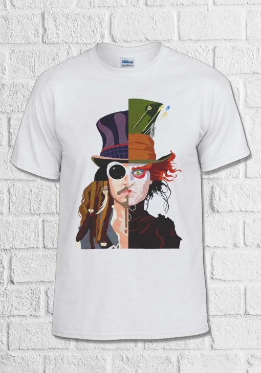 Mad Hatter Johnny Depp Jack Sparrow white T Shirt