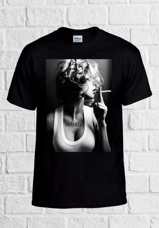 Sexy Smoking Inhale Girl Novelty T Shirt