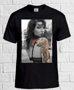 Sexy Tattoo Girl Butterfly Novelty T Shirt