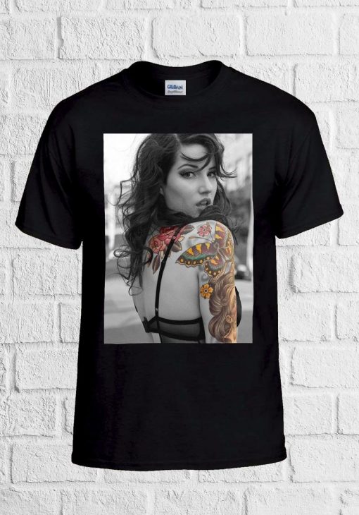 Sexy Tattoo Girl Butterfly Novelty T Shirt