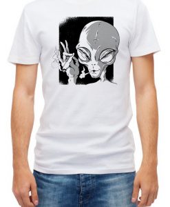 Smoking drunk Alien funny t shirt