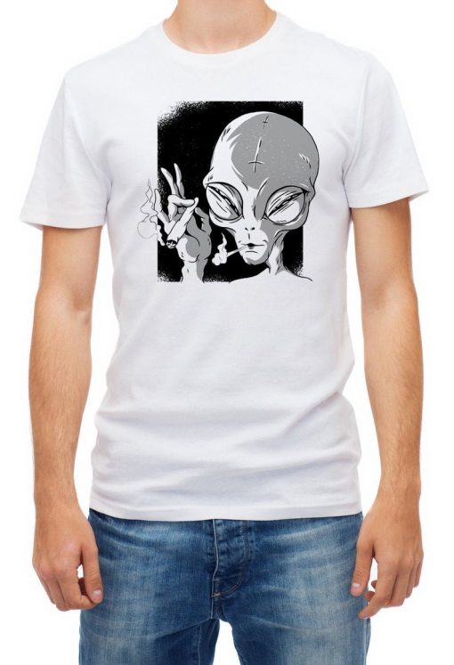 Smoking drunk Alien funny t shirt