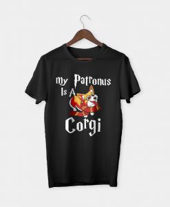 Black Unisex 'My patronus is a corgi' Graphic T-Shirt