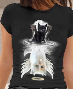 Water Shadow Evil Cat Skull Angel Cat T-shirt