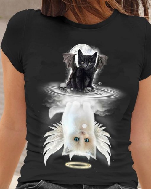 Water Shadow Evil Cat Skull Angel Cat T-shirt