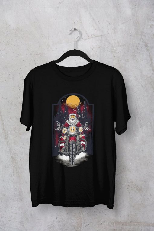 Biker Santa Christmas Gothic T-shirt