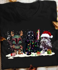 Boba Fett Stormtrooper and Darth Vader Star Wars Christmas Unisex t shirt