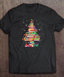 Books Christmas Tree Christmas Tshirt