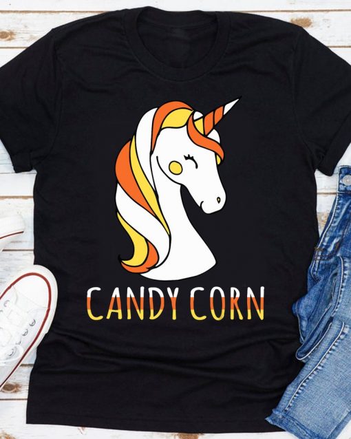 Candy Corn Unicorn Halloween T-Shirt