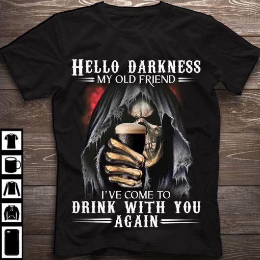 Christmas 2020 Gifts Hello Darkness M Old Friend I've Come To Drink With You Again Unisex t shirt