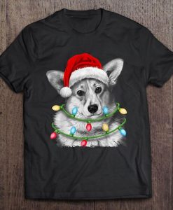 Corgi Santa Hat Christmas Lights Tshirt