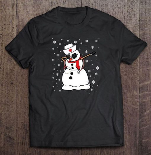 Dabbing Nurse Snowman Christmas Tshirt