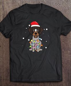 German Wirehaired Pointer Santa Hat Christmas Tshirt