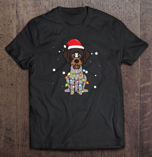 German Wirehaired Pointer Santa Hat Christmas Tshirt