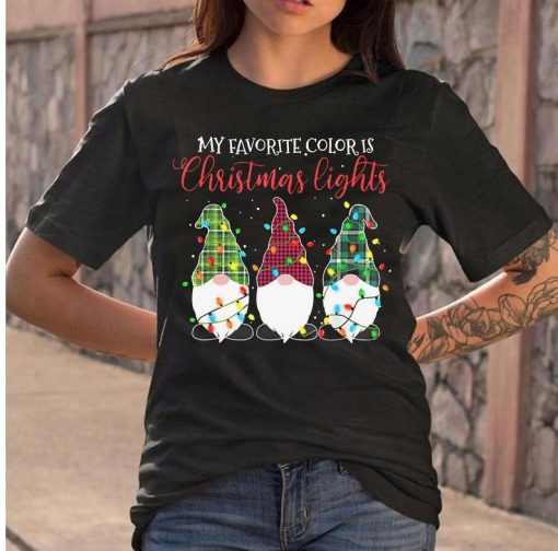 Gnome My Favorite Color Is Christmas Lights Shirt