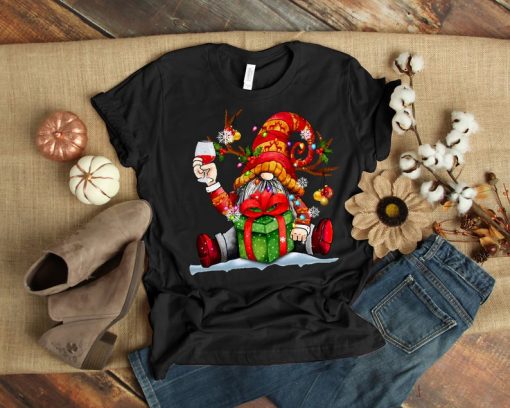 Gnome Wine Christmas Ladies Shirt