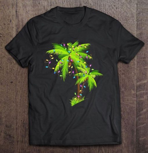 Palm Tree Beach Christmas Lights Tshirt