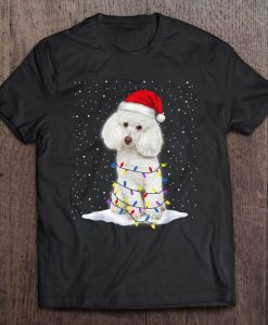 Poodle Santa Hat Christmas Lights T-shirt