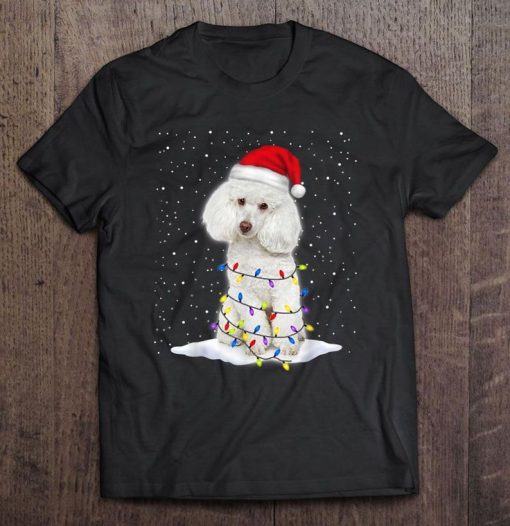 Poodle Santa Hat Christmas Lights T-shirt