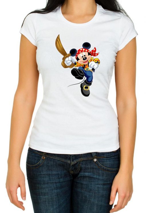 Red bandana wooden sword pirate Mickey Mouse T Shirt