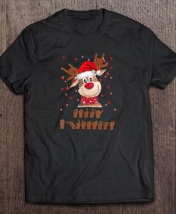 Reindeer Merry Christmas Sign Language Deaf Tshirt