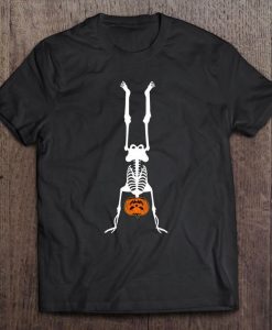 Skeleton Pumpkin Handstand Gymnastics Halloween T shirt