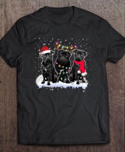 Three Black Pug Snowflakes Christmas Tshirt