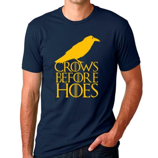 CROWS BEFORE HOES Yellow Men's Cotton Crew T-shirt