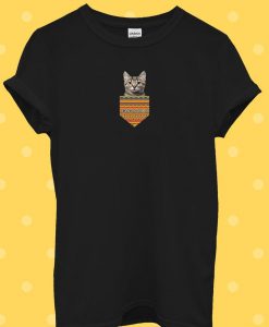 Cat Kitten Pocket Meow Hipster T Shirt