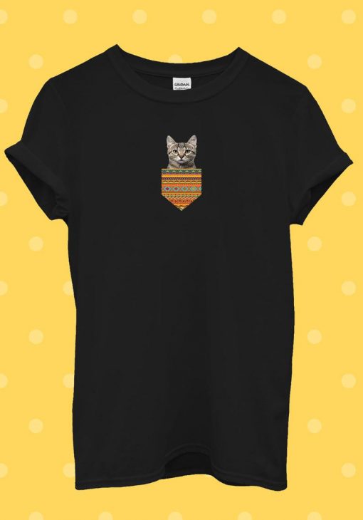 Cat Kitten Pocket Meow Hipster T Shirt