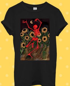 Dancing Skeleton in Sunflowers T Shirt