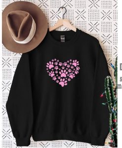 Dog Paw Heart Dog Lover Floral Mandala Valentine's Day Sweatshirt