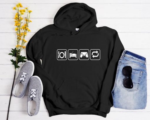 Eat Sleep Play Repeat Funny Hoodie