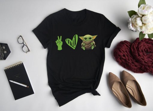 Hand V Sign Heart Yoda Shirt