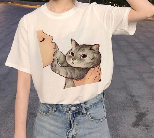 T-Shirt summer Cat cuddles unisex Camiseta man woman funny t-shirt