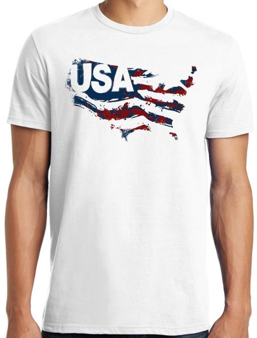 USA Color Flag Map T Shirt