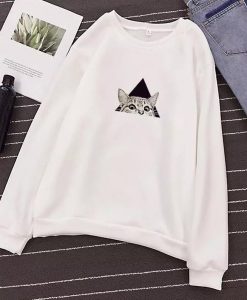 new sweatshirt women Casual poligonal sweety cat Sweatshirts